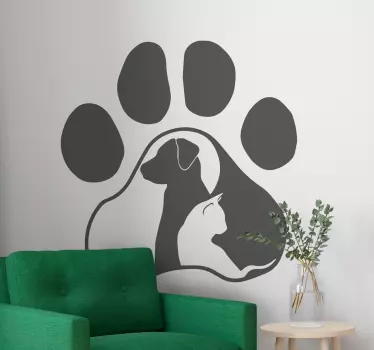 Katt och hund i tassar trycka husdjur dekaler - Tenstickers