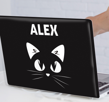 Katt silhuett på svart bakgrund laptop klistermärken - Tenstickers