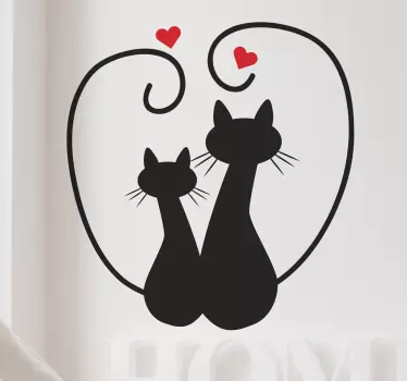 Katt silhuetter och hjärta vägg klistermärke - Tenstickers