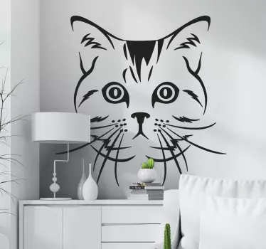 Katt tittar rakt fram väggdekor - Tenstickers