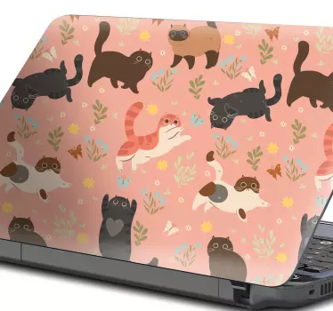 Katter sömlösa mönster laptop klistermärken - Tenstickers