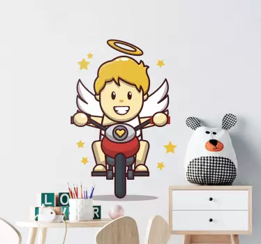 Klistermärke för barn ängel på motorcykel - Tenstickers