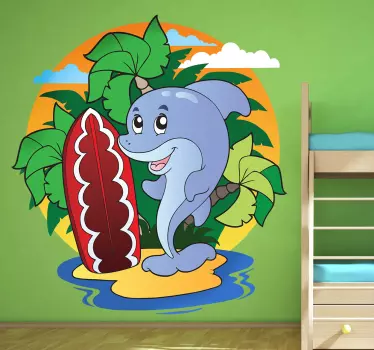 Klistermärke för delfinsurfer för strand - Tenstickers