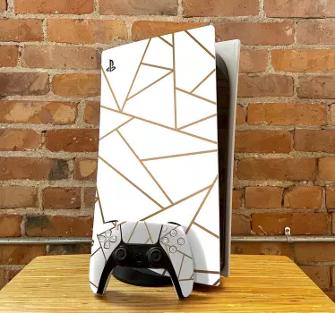 Klistermärke för guld och vita linjer playstation 5 - Tenstickers