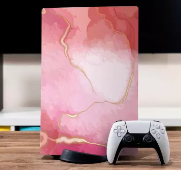 Klistermärke i playstation 5 med rosa och guldmarmoreffekt - Tenstickers