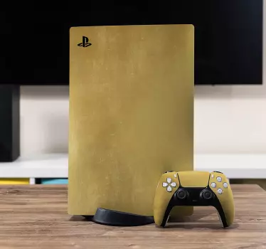 Klistermärke med borstad guldskinn playstation 5 - Tenstickers