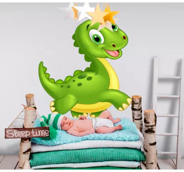 Klistermärke söt grön dinosaurie - Tenstickers