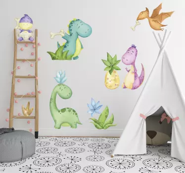 Klistermärke söta dinosaurfigurer - Tenstickers