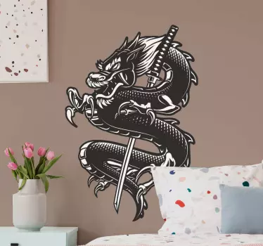 Klistermärke vild drakillustration - Tenstickers