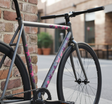 Klistermärken till cykel med rosa blommor och fjärilar - Tenstickers