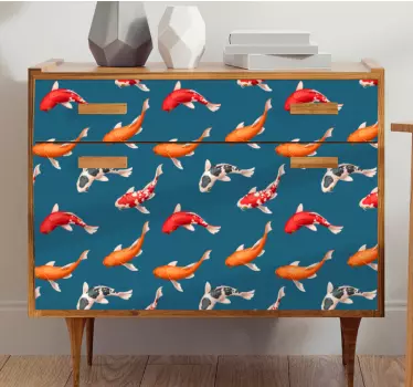 Koi fisk mönster blå bakgrund dekaler för möbler - Tenstickers