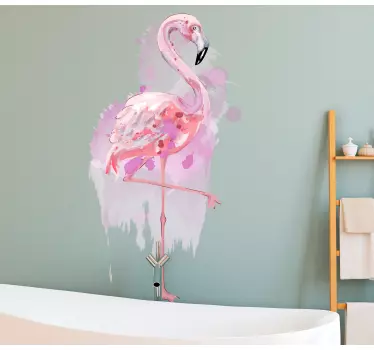 Konstnärlig ljus akvarell flamingo fågel klistermärke - Tenstickers