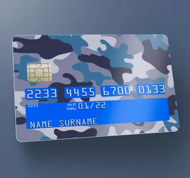 Kort camo blå kreditkort klistermärke - Tenstickers