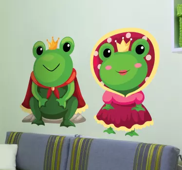 Kung och drottning grodor barn klistermärke - Tenstickers