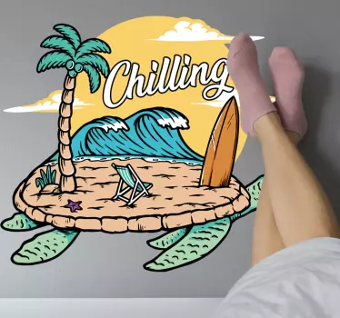Kyler med en våg i den bakre retro väggdekalen - Tenstickers