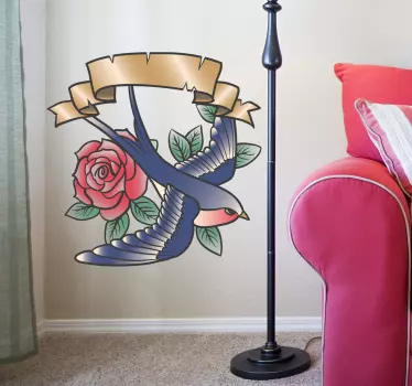 Legerade rosa fågel tatuering dekaler - Tenstickers