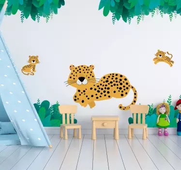 Leopard mamma och barn vilda djur klistermärke - Tenstickers