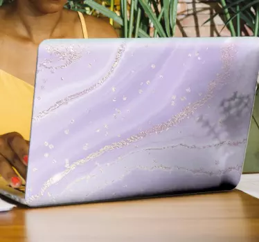 Lila marmor laptop dekal - Tenstickers