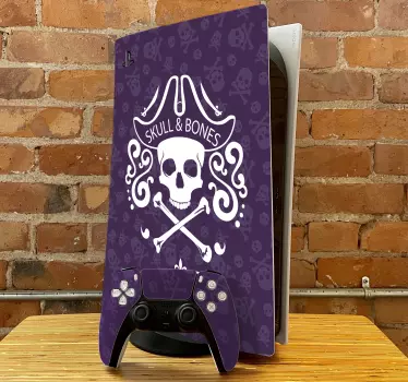 Lila skalle och ben playstation 5 dekal - Tenstickers