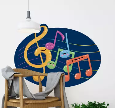 Livfulla musikaliska symboler Väggklistermärken djur - Tenstickers