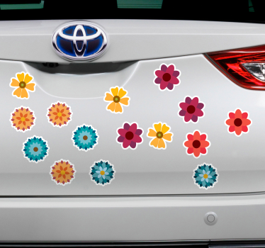 Livligt blommigt element bil klistermärke - Tenstickers