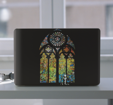 Målat glas banksy konst för laptop klistermärken - Tenstickers