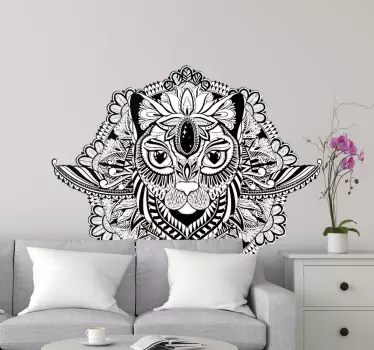 Mandala katt blommigt väggdekal - Tenstickers