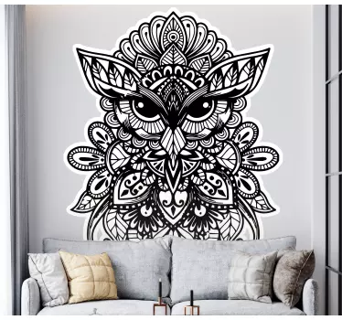Mandala svart halvuggla fågel dekal - Tenstickers