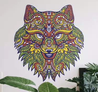 Mandala varg vilda djur klistermärke - Tenstickers