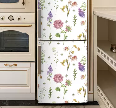 Mångfärgad minimalistisk vildblommor kylskåp dekal - Tenstickers