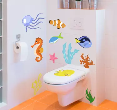 Marina djur fisk vägg klistermärke - Tenstickers