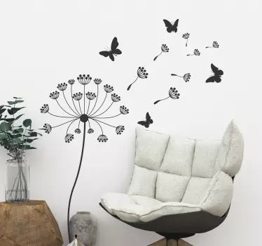 Maskros och fjäril blommor väggdekor - Tenstickers