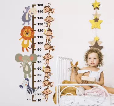 Meter med djur höjddiagram klistermärke - Tenstickers