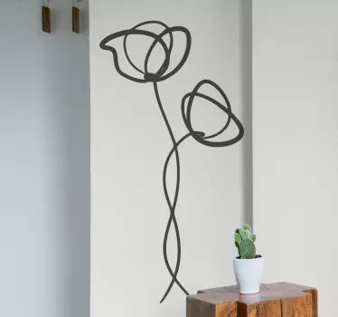 Minimalistisk vallmo blomma väggdekor - Tenstickers