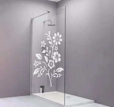 Monocolor blommor med blad design duschklistermärke - Tenstickers