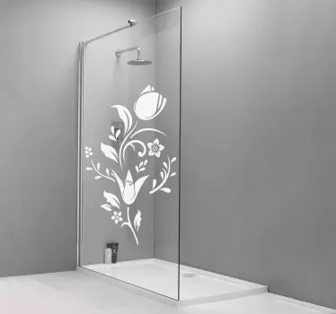 Monocolor tulpaner design med blad dusch dekal - Tenstickers
