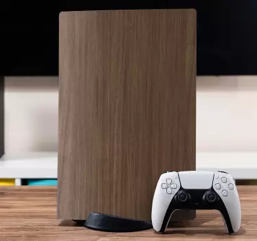 Mörkt trä textur playstation 5 klistermärke - Tenstickers