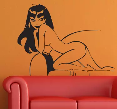 Naken flicka på soffaklistermärket - Tenstickers