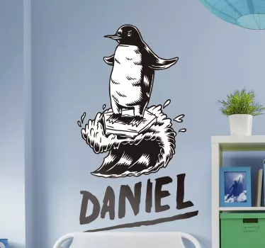 Namngav surfer fågelklistermärke - Tenstickers