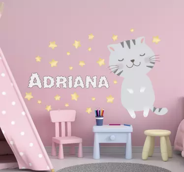 Nord stil kitty väggdekor - Tenstickers