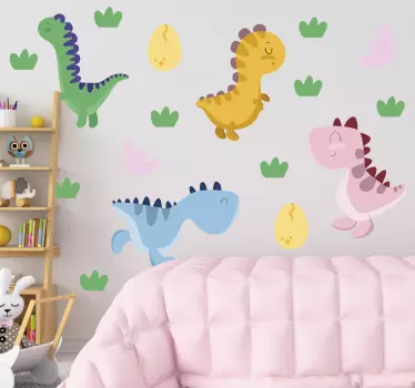 Nordisk dinosaurie doodle set drake vägg klistermärke - Tenstickers