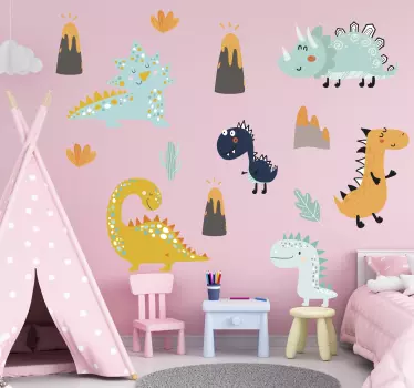 Nordisk dinosaurie vulkan drake vägg klistermärke - Tenstickers