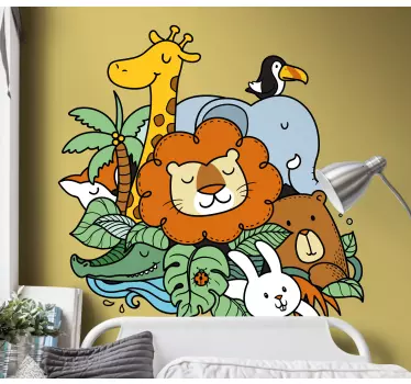 Nordisk färgglada djungel vilda djur klistermärke - Tenstickers