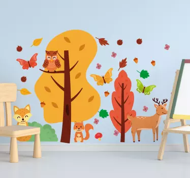 Nordisk stil barn djur sovrum vägg klistermärke - Tenstickers