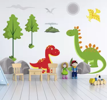 Nordiska dinosaurier världen tema set drake vägg klistermärke - Tenstickers
