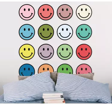 Olika färger 90-tals smileys tapet dekal - Tenstickers