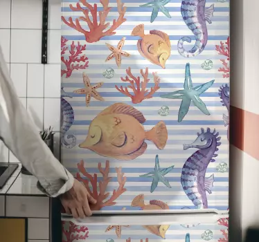 Olika havet liv kakel kylskåp dekaler - Tenstickers