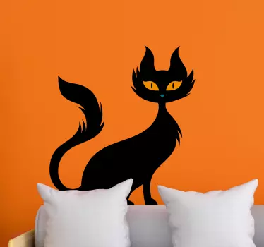Olycklig svart katt hem vägg klistermärke - Tenstickers