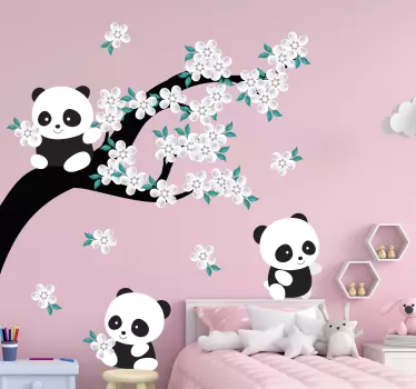 Panda blomsterland klistermärken - Tenstickers