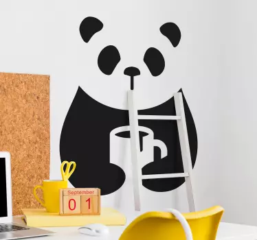 Panda dricka kaffe djur vägg inredning - Tenstickers